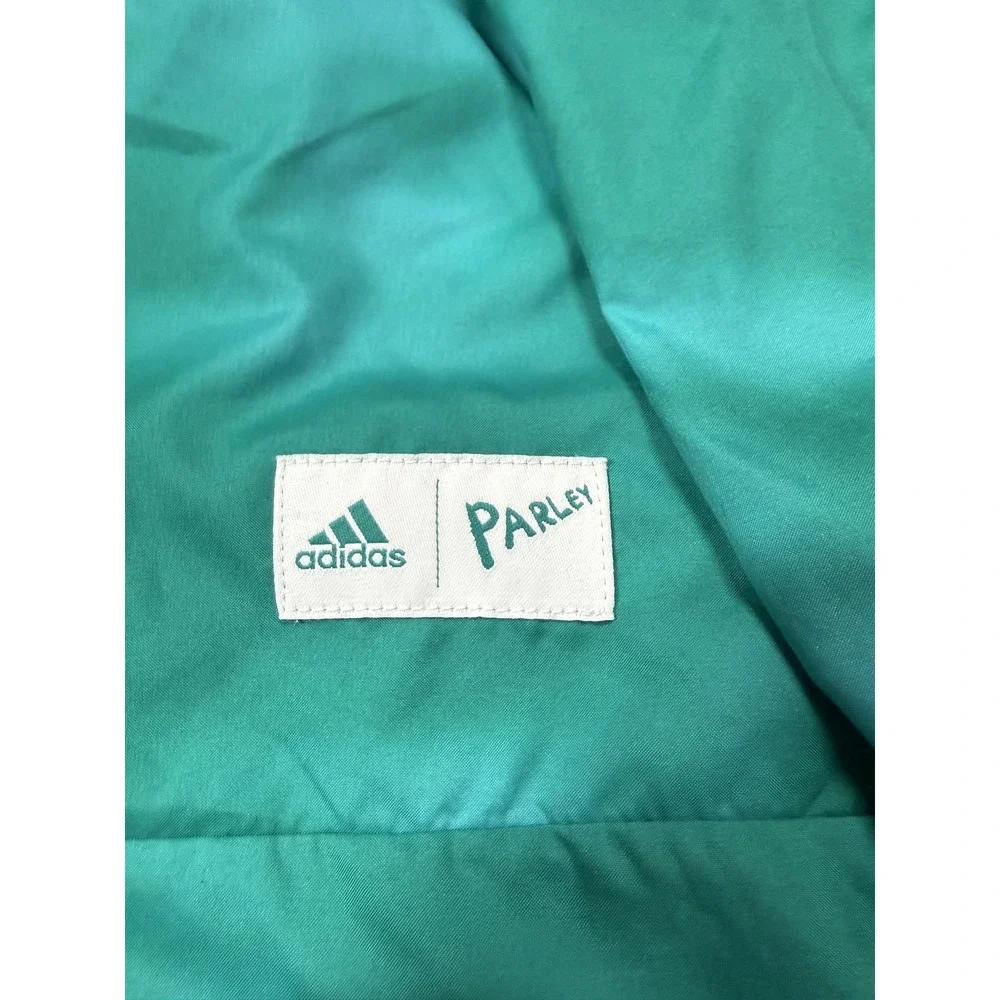 Adidas Parley Jacket Mens XL Green Hooded Full Zip Tie Dye Running Windbreaker